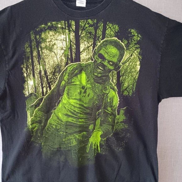 VTG 90s Horror T-Shirt Zombie Halloween Gothic 3XL Delta Black Green Spooky Plus - Picture 1 of 5